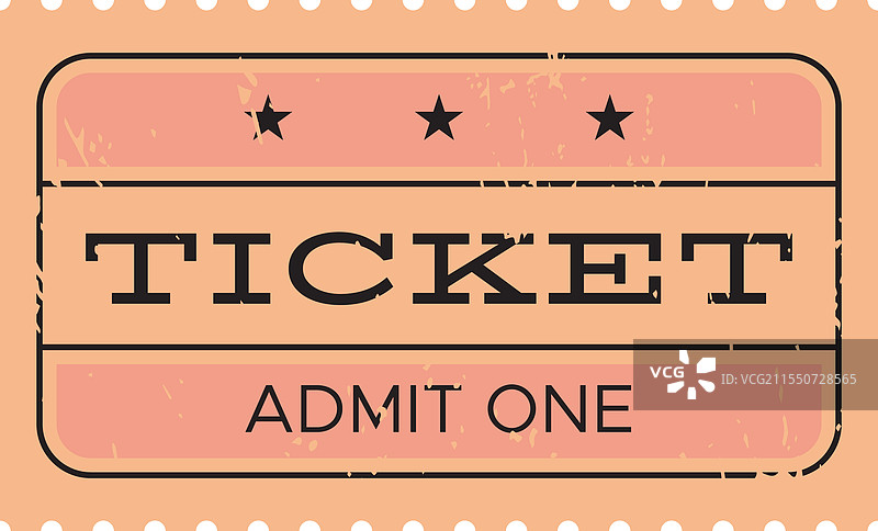 复古风格的磨损票据，带有三颗星星图片素材