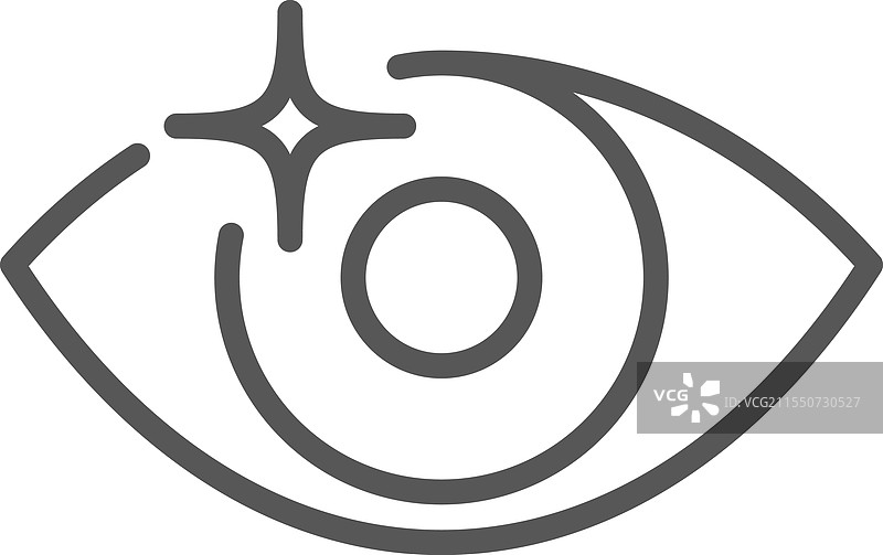 简单的灰色线条画眼睛，带有一个图片素材