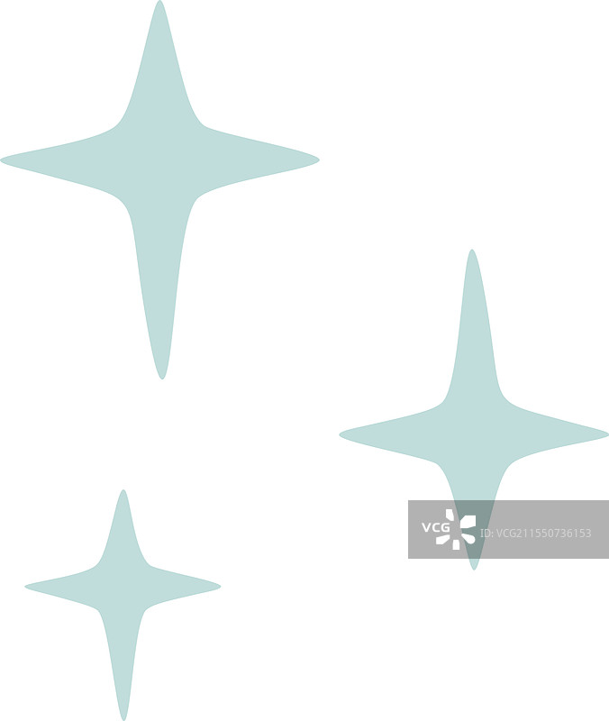 三颗四角的浅蓝色星星闪耀着光芒图片素材