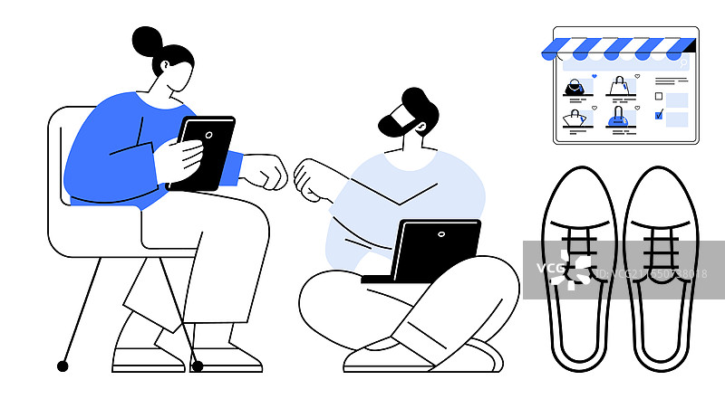 使用在线商务工具的协作团队合作图片素材