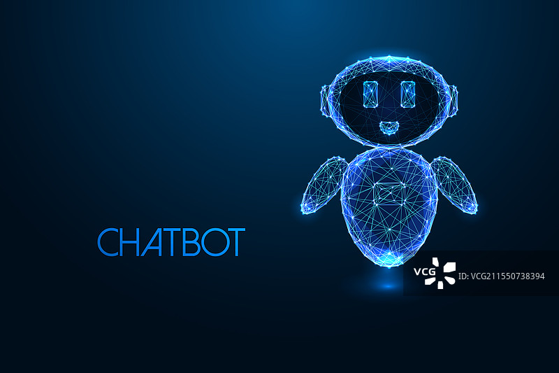 发光的数字人形AI聊天机器人概念图片素材