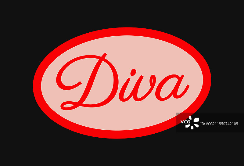 红色女神标志的椭圆设计图片素材