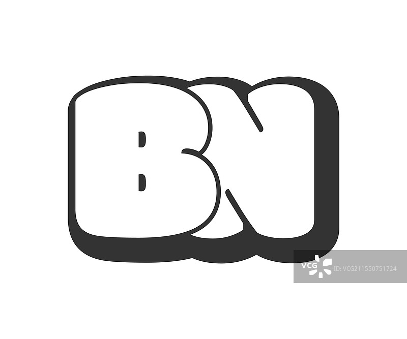 圆形气泡漫画字母的bn标志图片素材