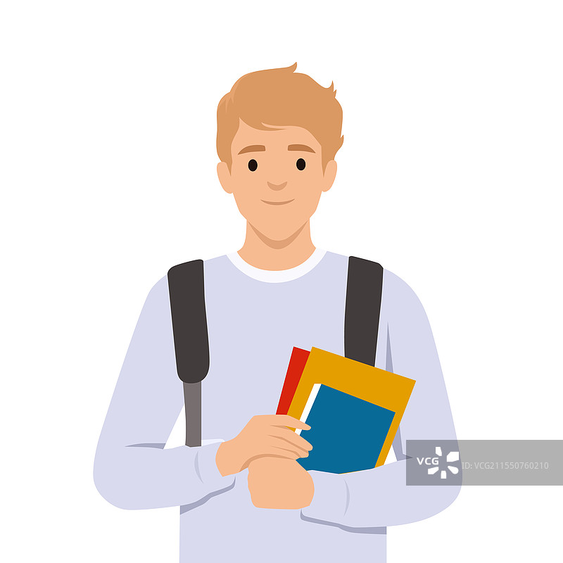 年轻的大学生手里拿着书籍图片素材
