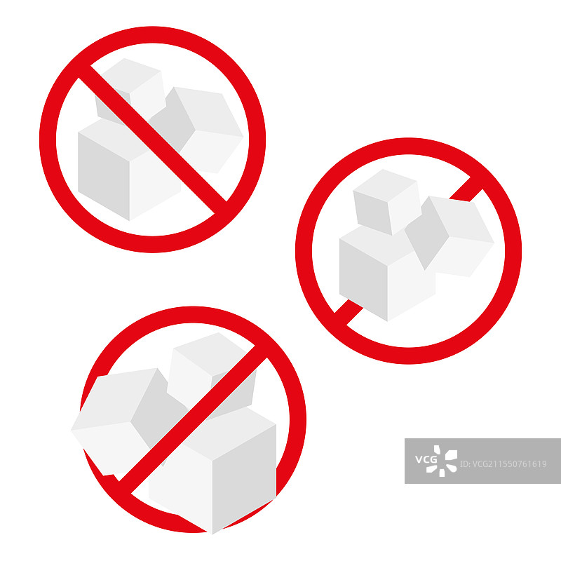 无糖方块警告符号图标（红色）图片素材