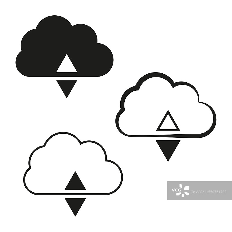 云图标箭头上传下载黑白图片素材