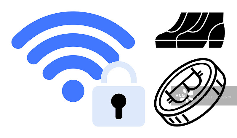 数字交易中的网络安全与无线技术图片素材