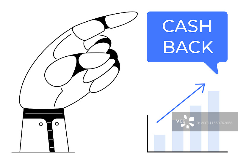 手指指向带有现金返还对话气泡的图像图片素材