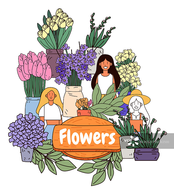 花店里生机勃勃的花卉布置图片素材