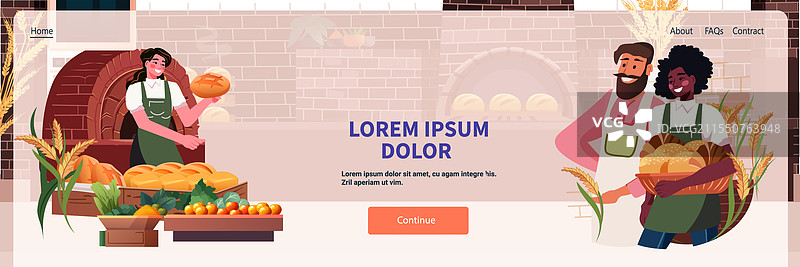 面包店场景，面包师傅微笑着手持面包图片素材