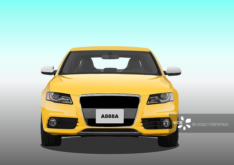 手绘3D轿车在道路上行驶图片素材
