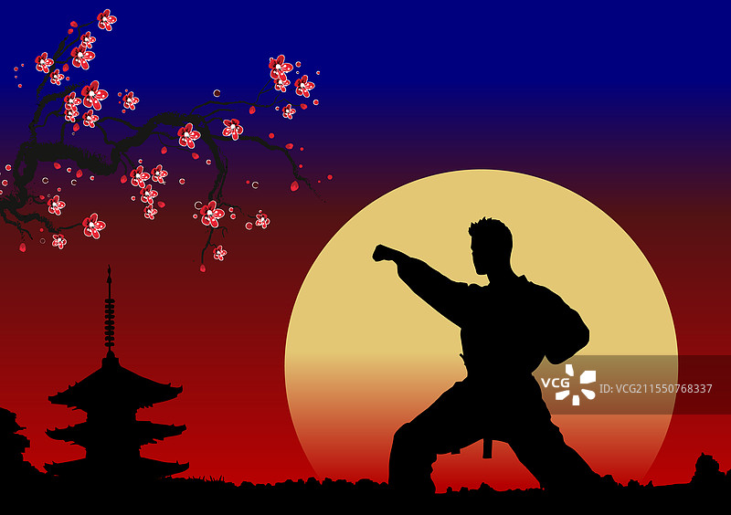 东方武术彩色3D手部图片素材