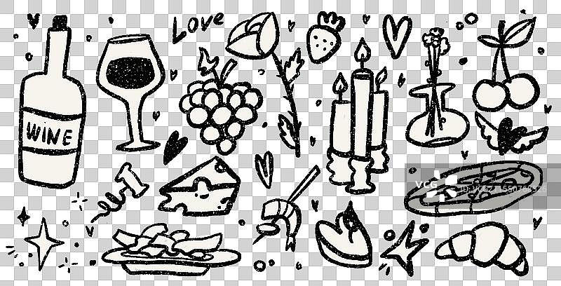 晚餐元素涂鸦集合图片素材