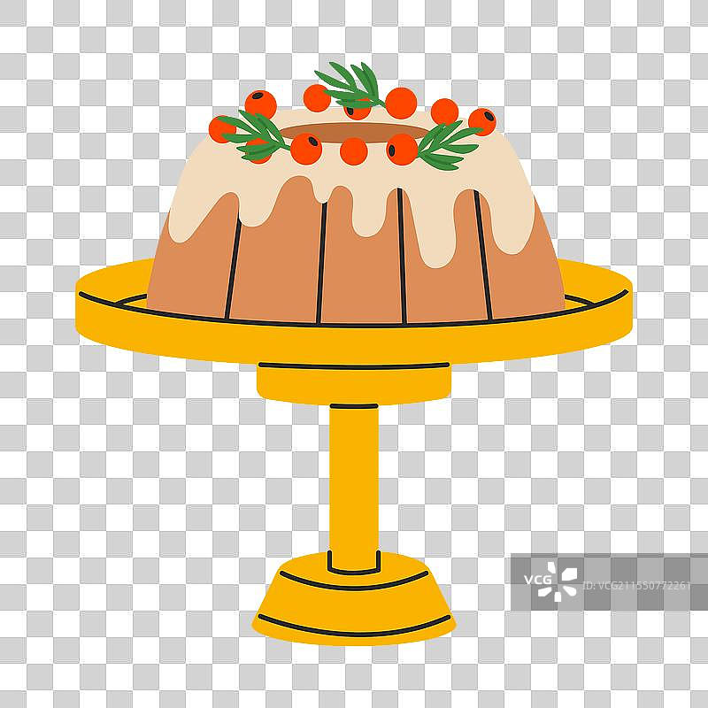 圣诞蛋糕配圣诞红果图片素材