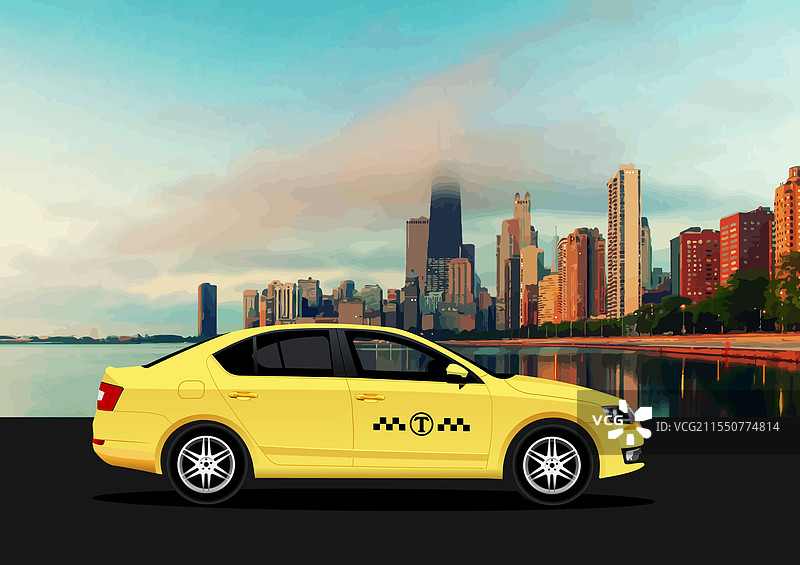 黄色出租车 3D 彩色图片素材