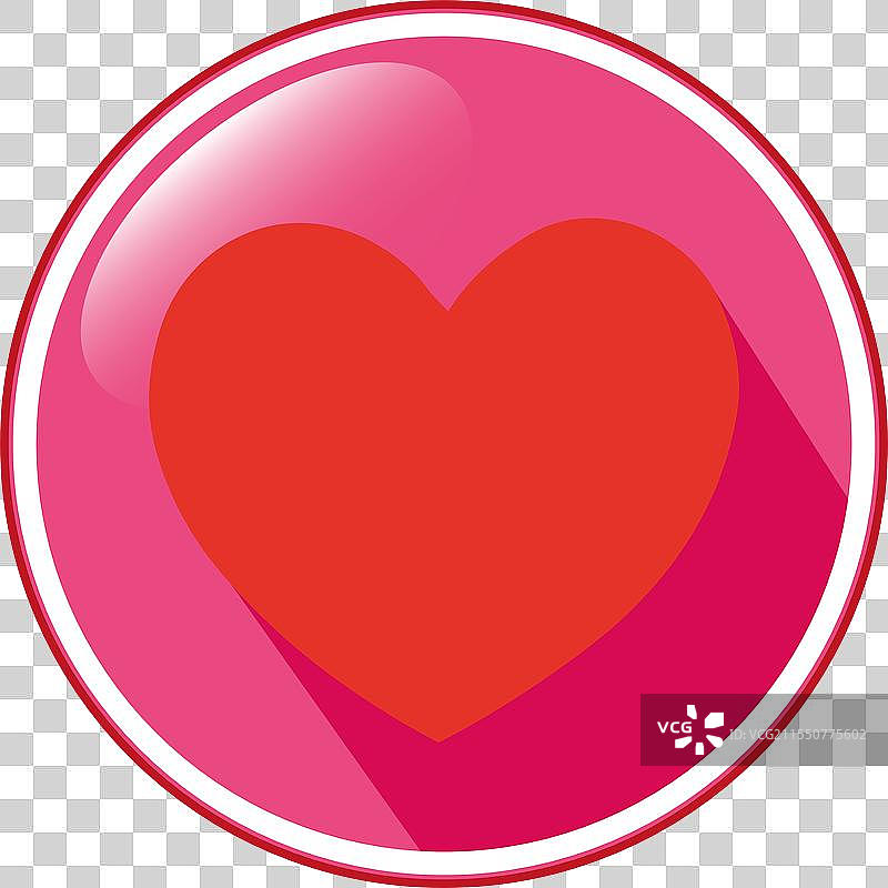 3D粉色光泽按钮上的红心图标图片素材