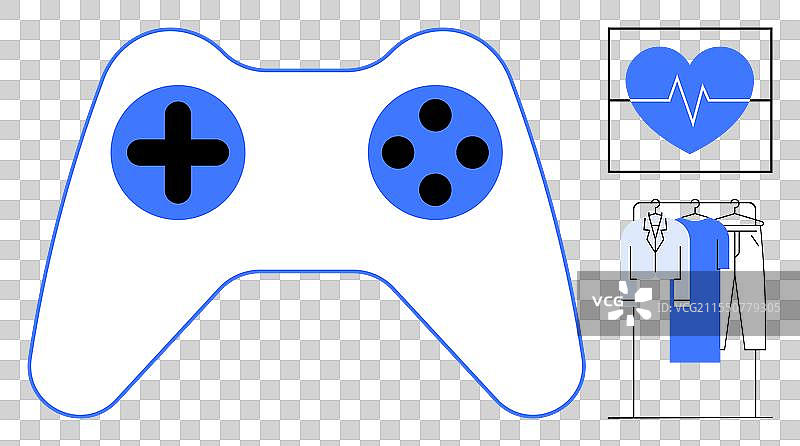 带有心跳和服装的视频游戏控制器图片素材