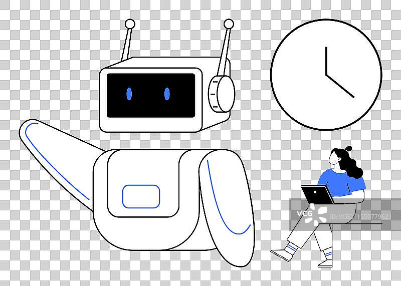 友好的机器人与人互动图片素材