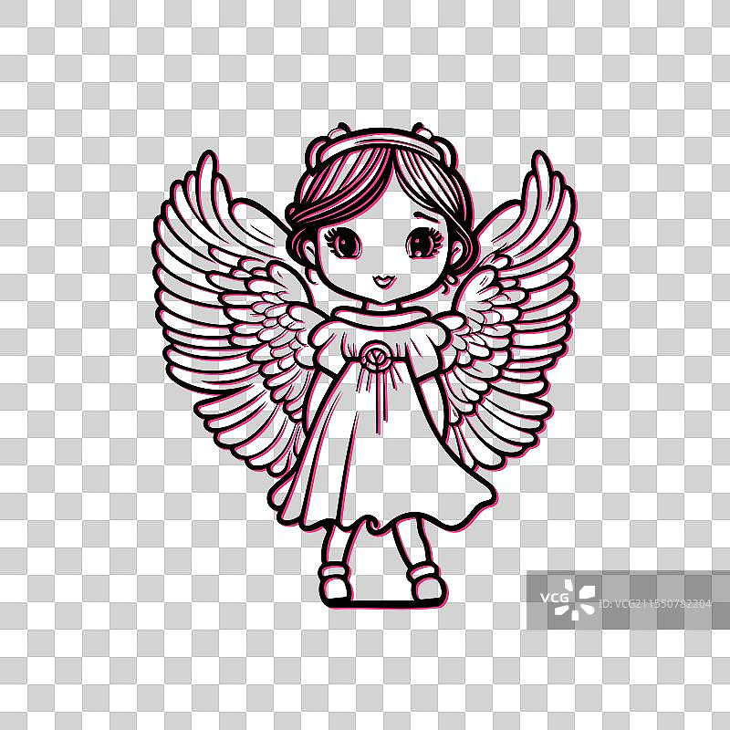 可爱的天使女孩卡通形象，象征纯洁图片素材