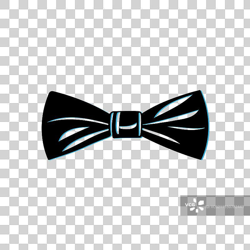 黑色蝴蝶结图标，象征优雅时尚图片素材