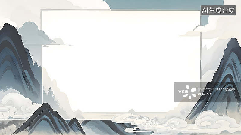 【AI数字艺术】水墨画国风白鹤流云背景环绕图片素材
