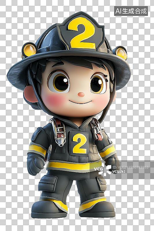 【AI数字艺术】Q版卡通消防员的勇敢守护图片素材