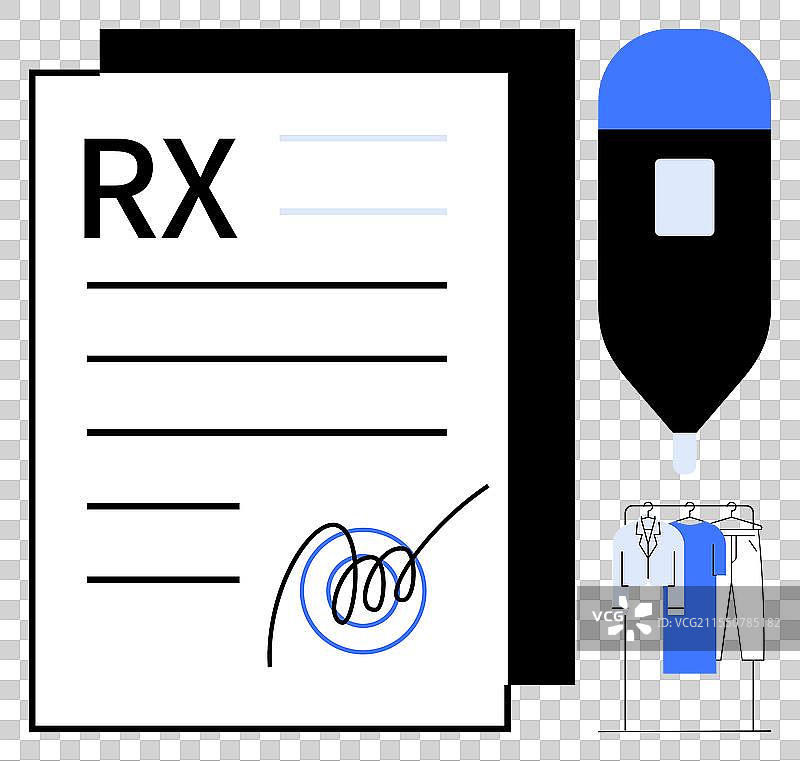 带有签名的处方文件和服装图片素材