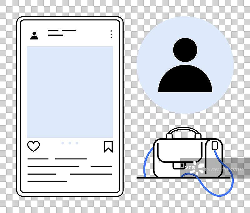 社交媒体个人资料界面与公文包图片素材
