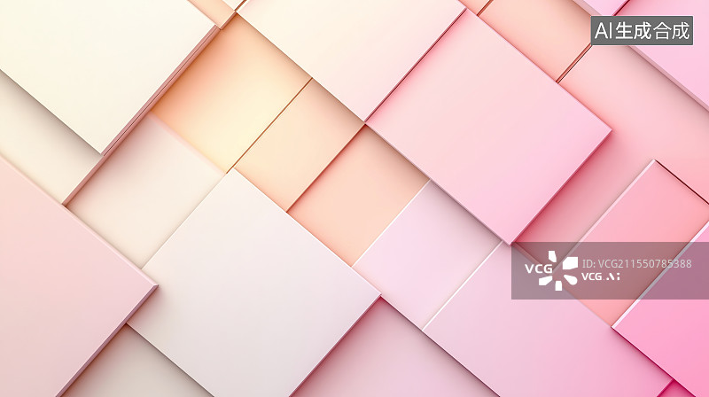 【AI数字艺术】现代简约粉色系立体几何矩形堆叠背景图片素材