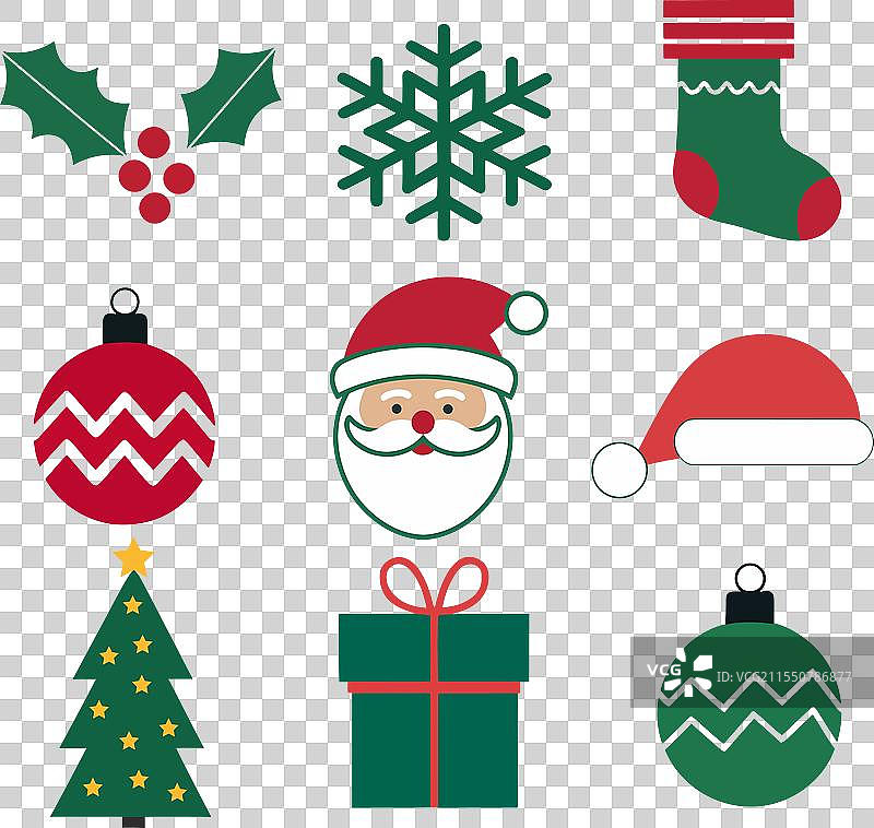 白色背景上的圣诞节扁平图标集图片素材