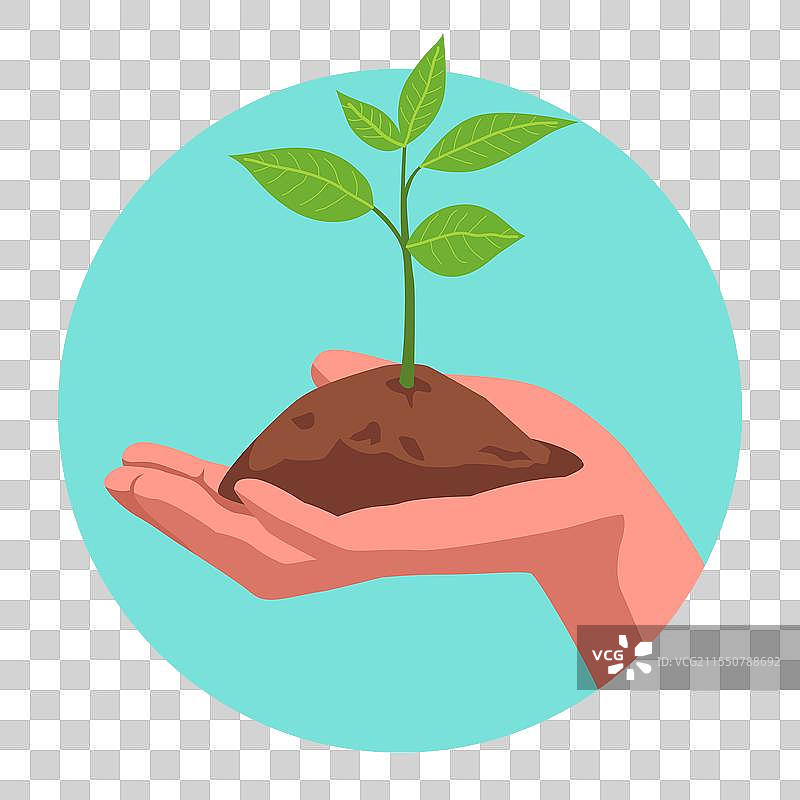 卡通剪贴画手部植树造林图片素材