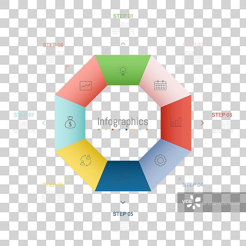 信息图表 8 种选项设计元素图片素材