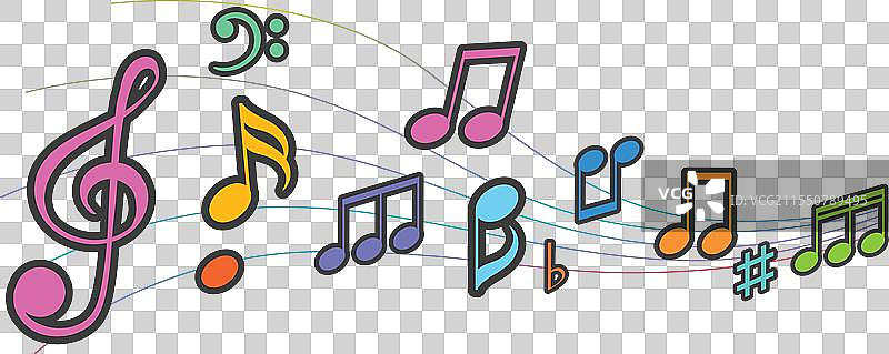 生动的音乐音符和符号在运动中图片素材