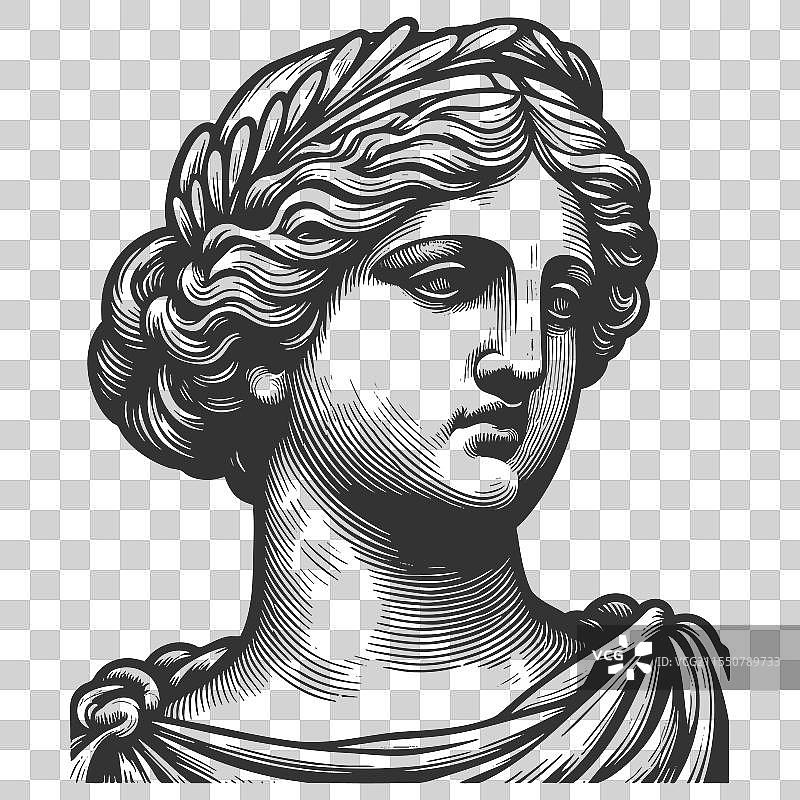 古典女性雕像头部雕刻图片素材