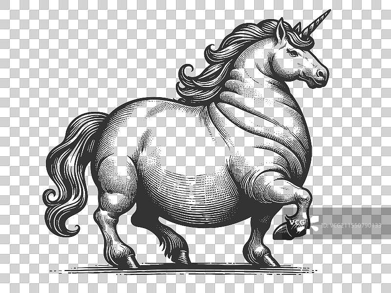 胖胖的独角兽雕刻图片素材