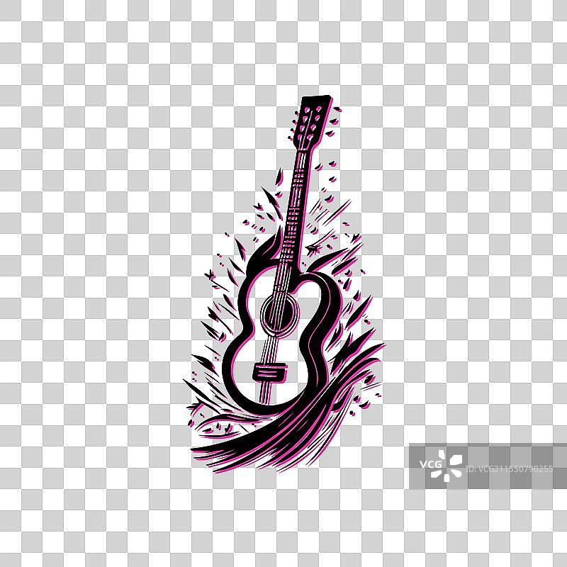 抽象吉他设计概念，音乐艺术与之结合图片素材