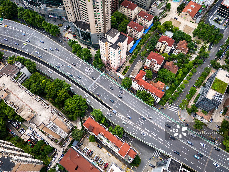 上海市长宁区延安高架航拍图片素材