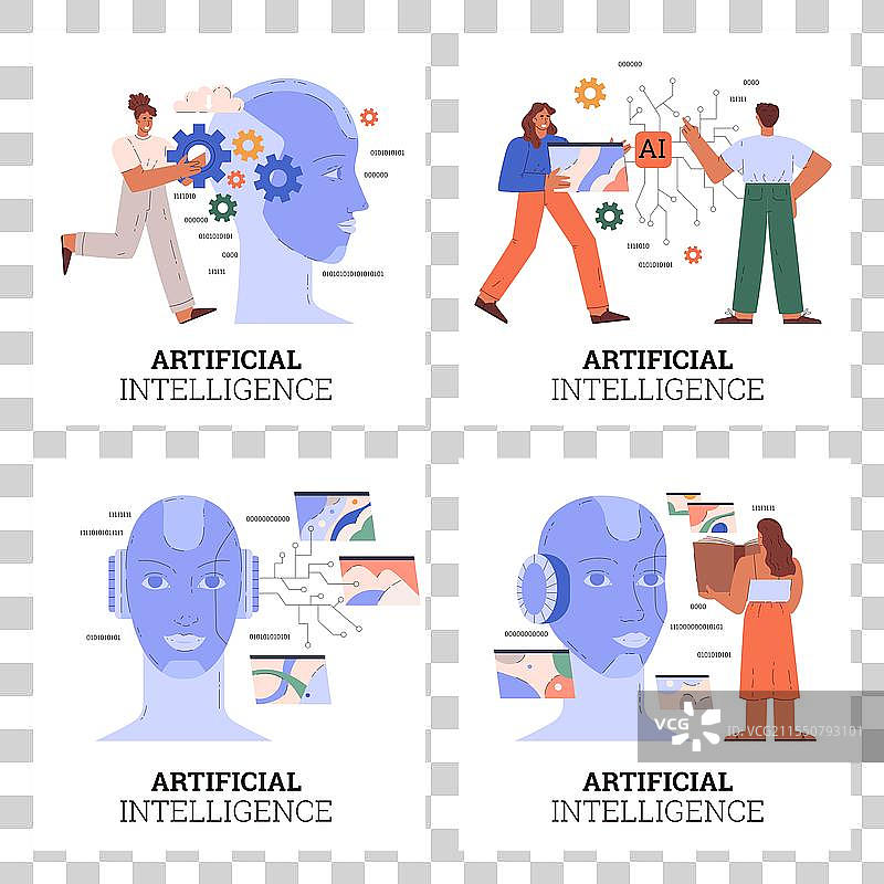 人工智能或AI处理大数据图片素材