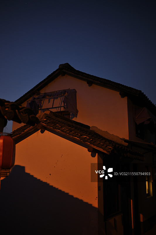 金泽古镇老街夜景图片素材