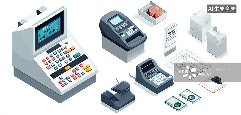 【AI数字艺术】收银机插图图片素材
