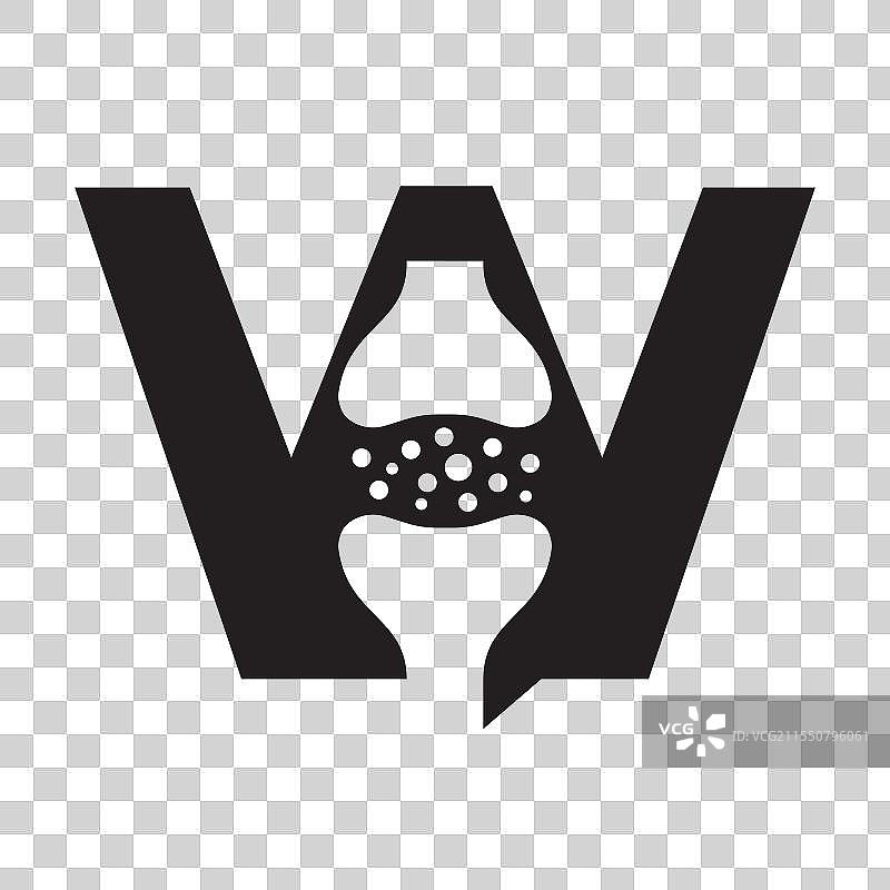 医疗用膝关节骨骼logo的初始字母W图片素材