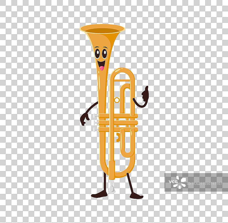搞笑的卡通小号乐器角色图片素材