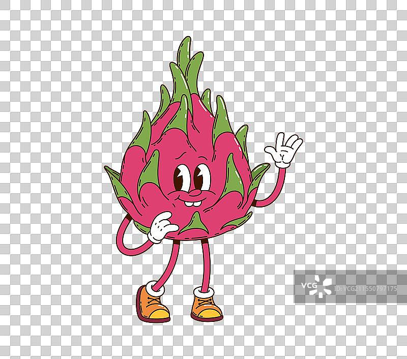 卡通风格的热带火龙果角色图片素材