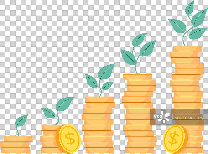 金钱增长的金币堆投资图片素材