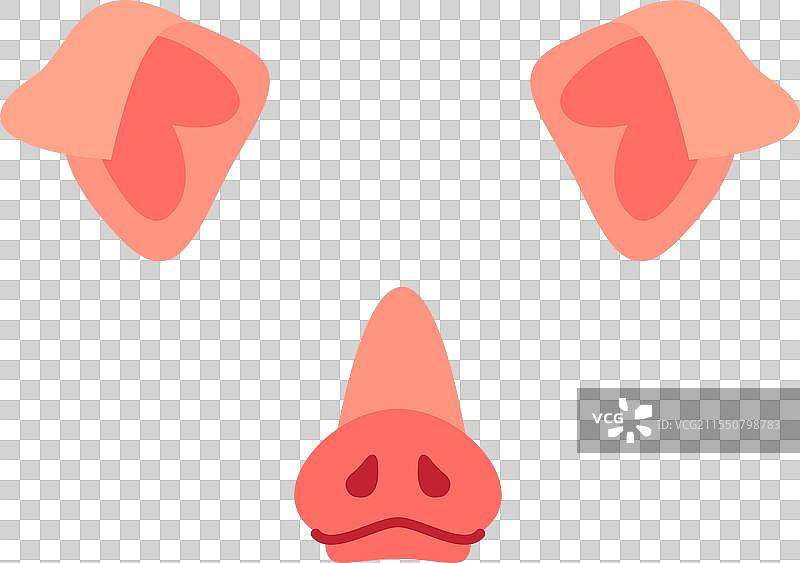 猪耳朵和鼻子的卡通照片滤镜或面具图片素材