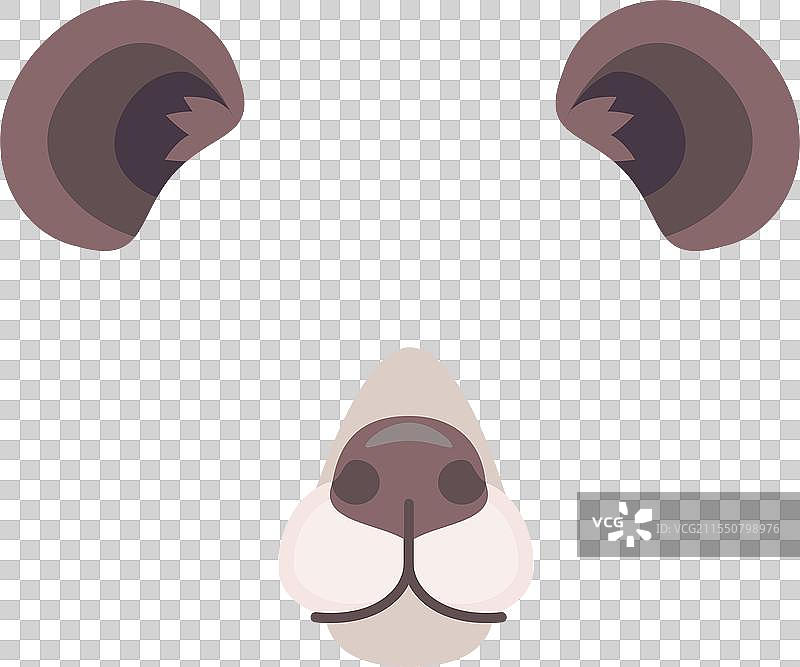 卡通动物肖像：熊的鼻子和耳朵图片素材