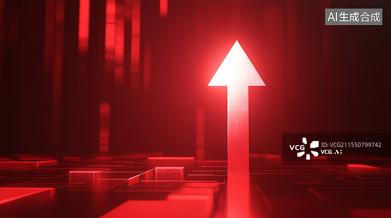 【AI数字艺术】红色上升箭头图片素材