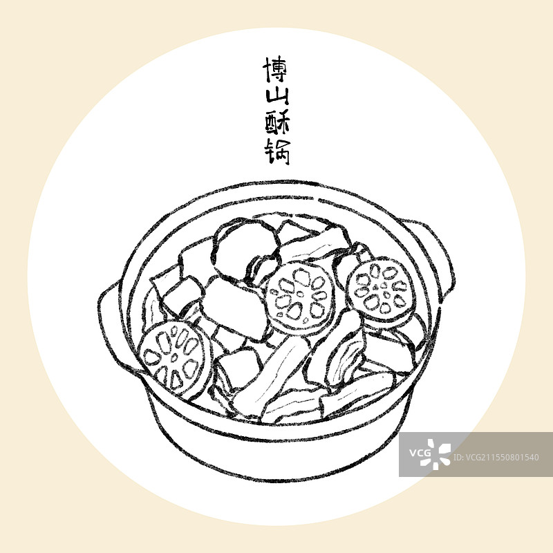 山东淄博美食国风插画-酥锅图片素材