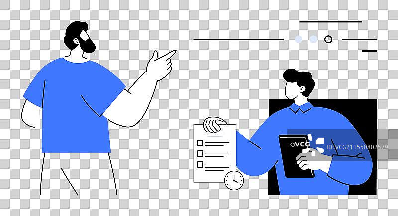 同事们讨论任务清单和截止日期图片素材