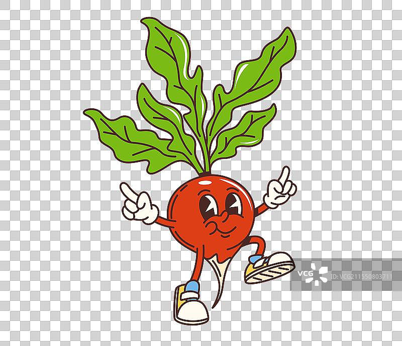 复古卡通角色的酷炫萝卜蔬菜图片素材